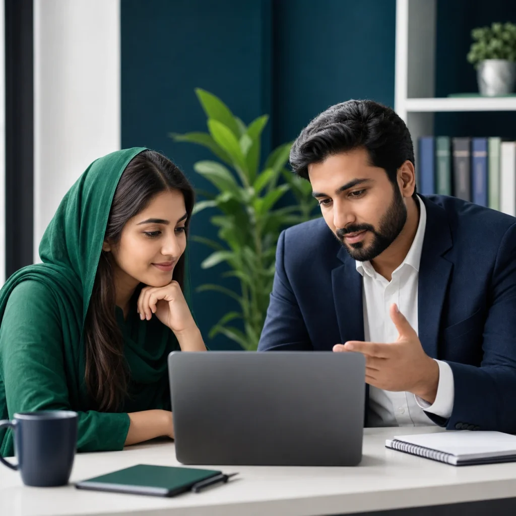 Pakistani learner receiving course guidance and support