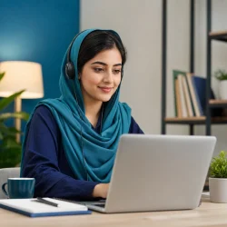Pakistani learner studying an online certification course